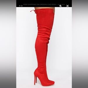 - Red Over the knee boots